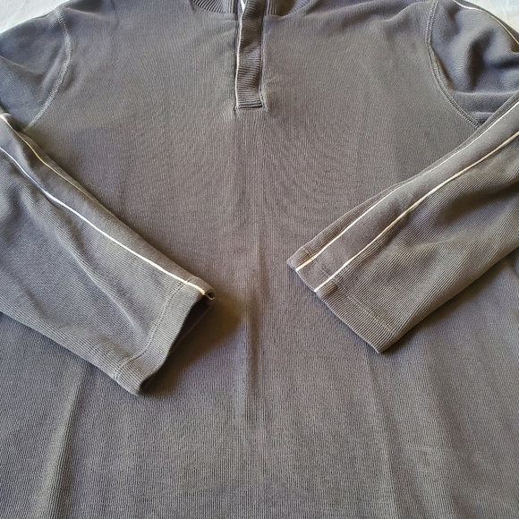 Hathaway Ribbed Knit Gray w Trim Snap Long Sleeve Sz. XL Sweater - Picture 11 of 12